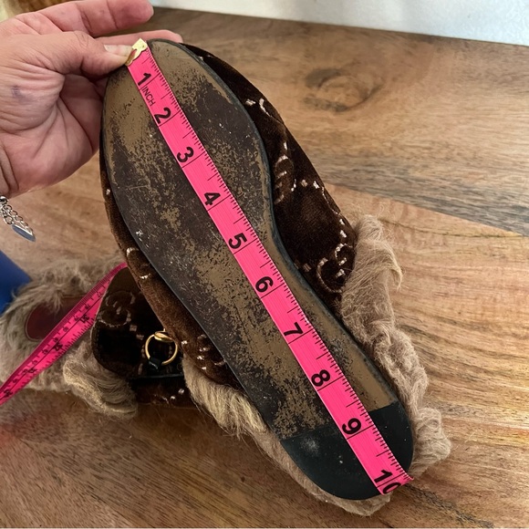 Gucci Princetown Brown Velvet Fur Slip On Flats Size 8.5 - Picture 14 of 17